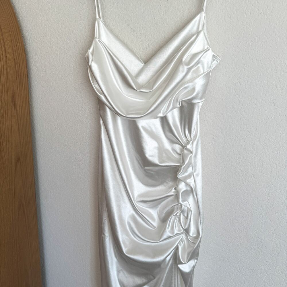 Windsor Kristen Formal Satin Cowl Neck Midi Dress - Picture 5 of 12